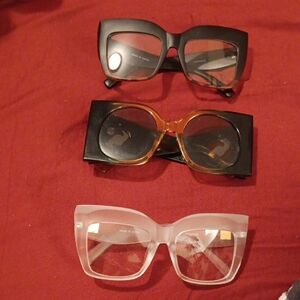 Elegant Black, Gold, and White Sunglasses Trio